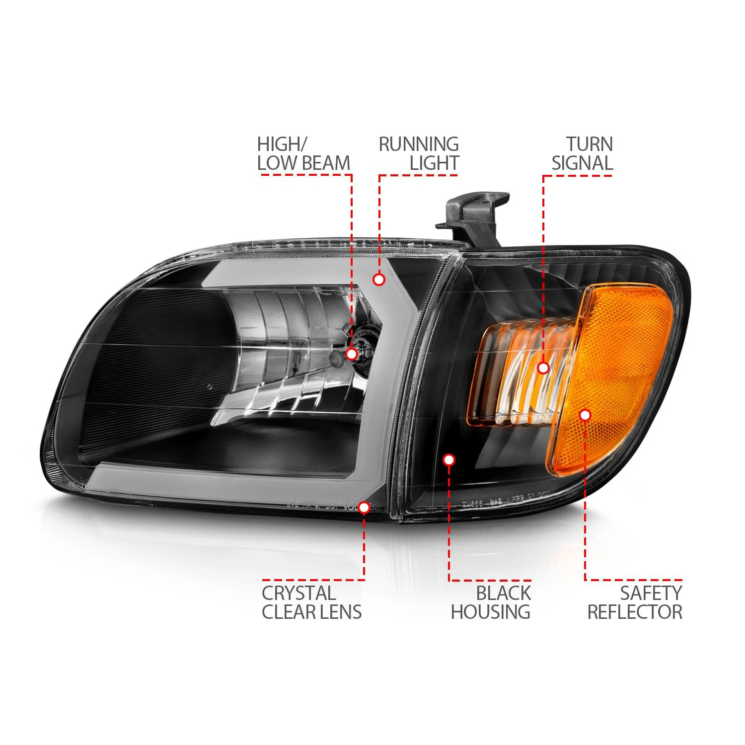 Anzo Crystal Plank Headlights Black For Tundra (2000-2004) - Image 3