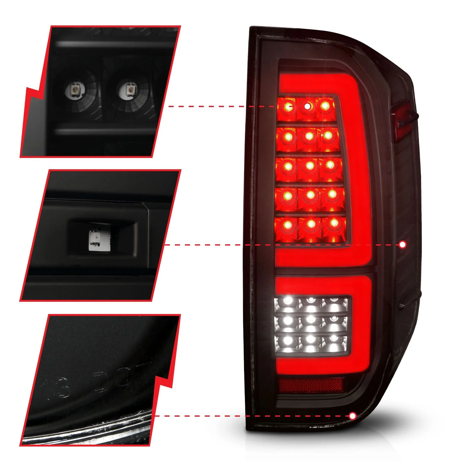 Anzo Full LED Tail Lights Black Smoke Lens For Tundra (2014-2021) - Image 2