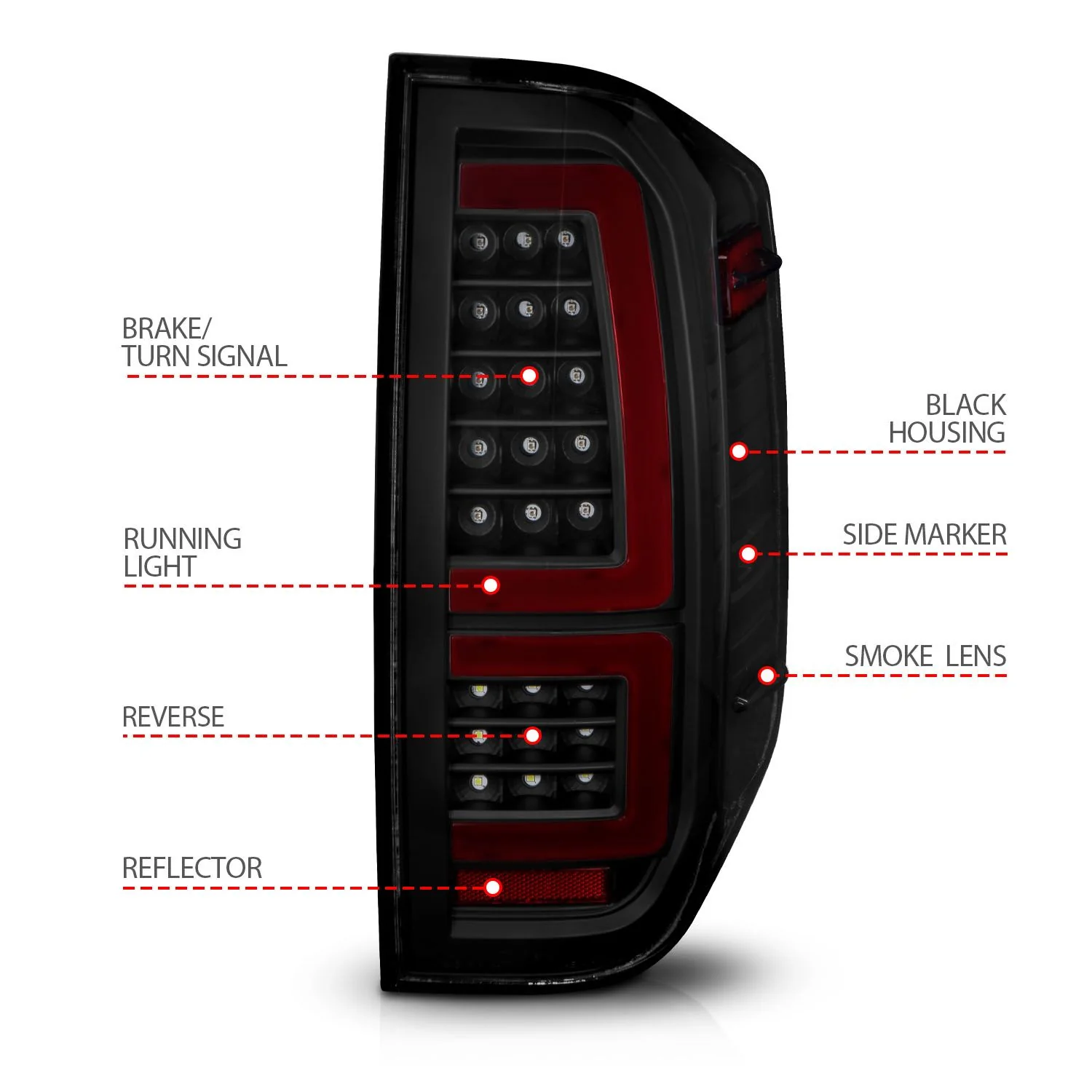 Anzo Full LED Tail Lights Black Smoke Lens For Tundra (2014-2021) - Image 3