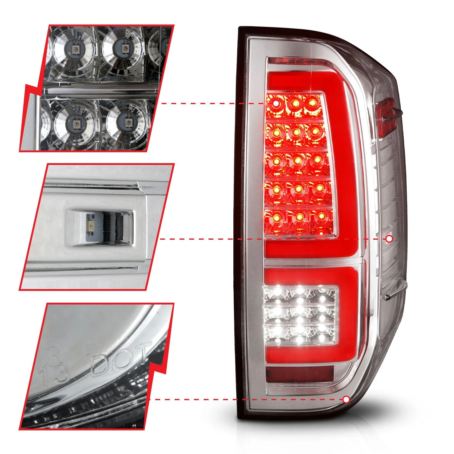 Anzo Full LED Tail Lights Chrome Clear Lens For Tundra (2014-2021) - Image 2