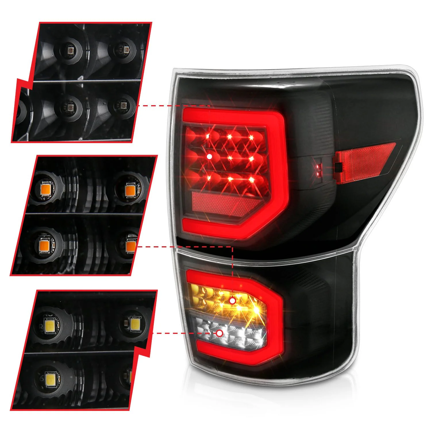 Anzo LED Black Clear Tail Lights For Tundra (2007-2013) - Image 3