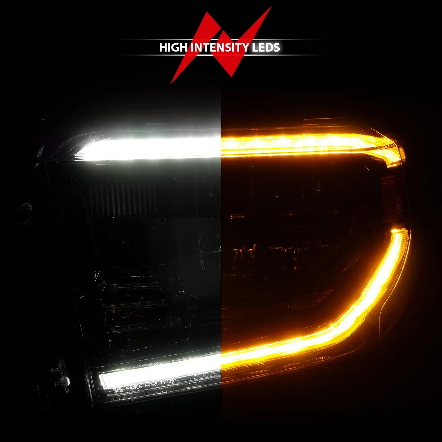 Anzo LED Crystal Switchback Plank Black Headlights For Tundra (2014-2021) - Image 4