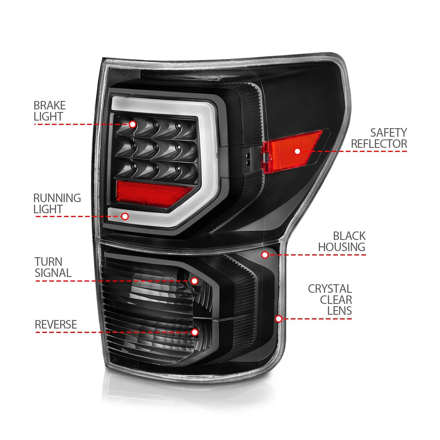 Anzo LED Plank Style Black Clear Tail Lights For Tundra (2007-2013) - Image 4