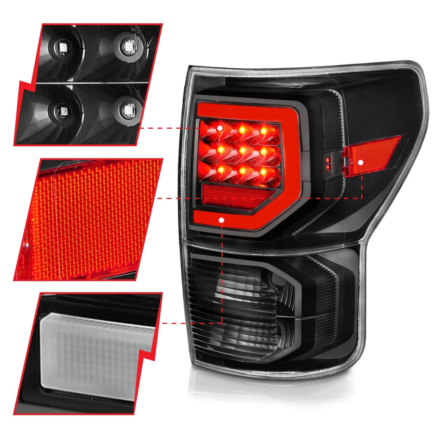 Anzo LED Plank Style Black Clear Tail Lights For Tundra (2007-2013) - Image 5