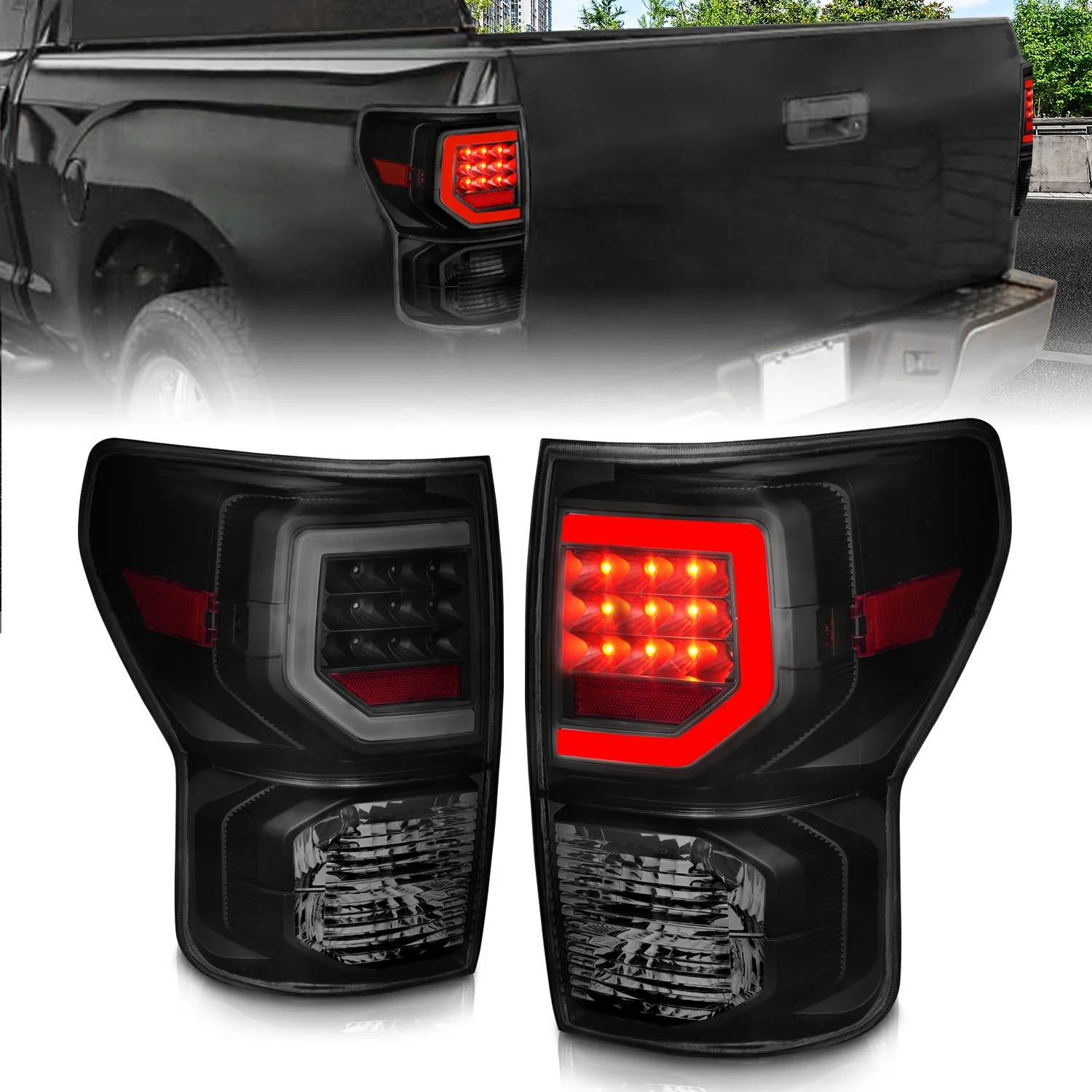 Anzo LED Plank Style Black Smoke Tail Lights For Tundra (2007-2013) - Image 2
