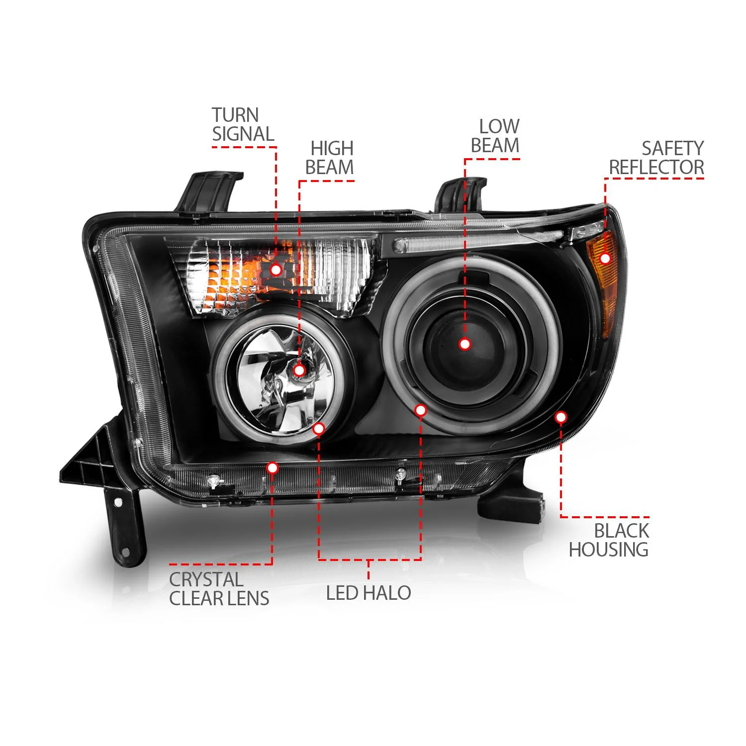 Anzo Projector RX Halo Headlights Black For Tundra (2007-2013) - Image 3