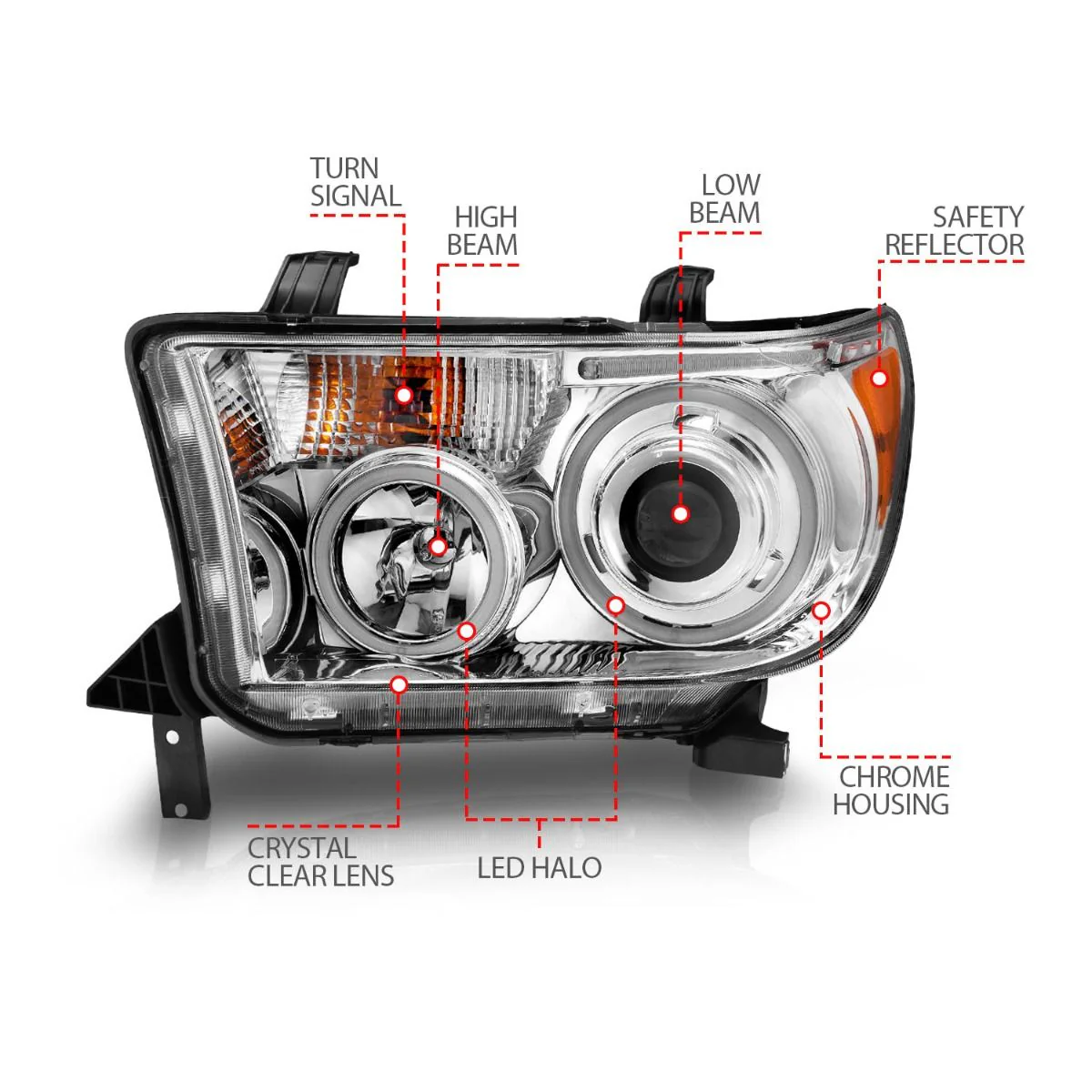 Anzo Projector RX Halo Headlights Chrome For Tundra (2007-2013) - Image 3
