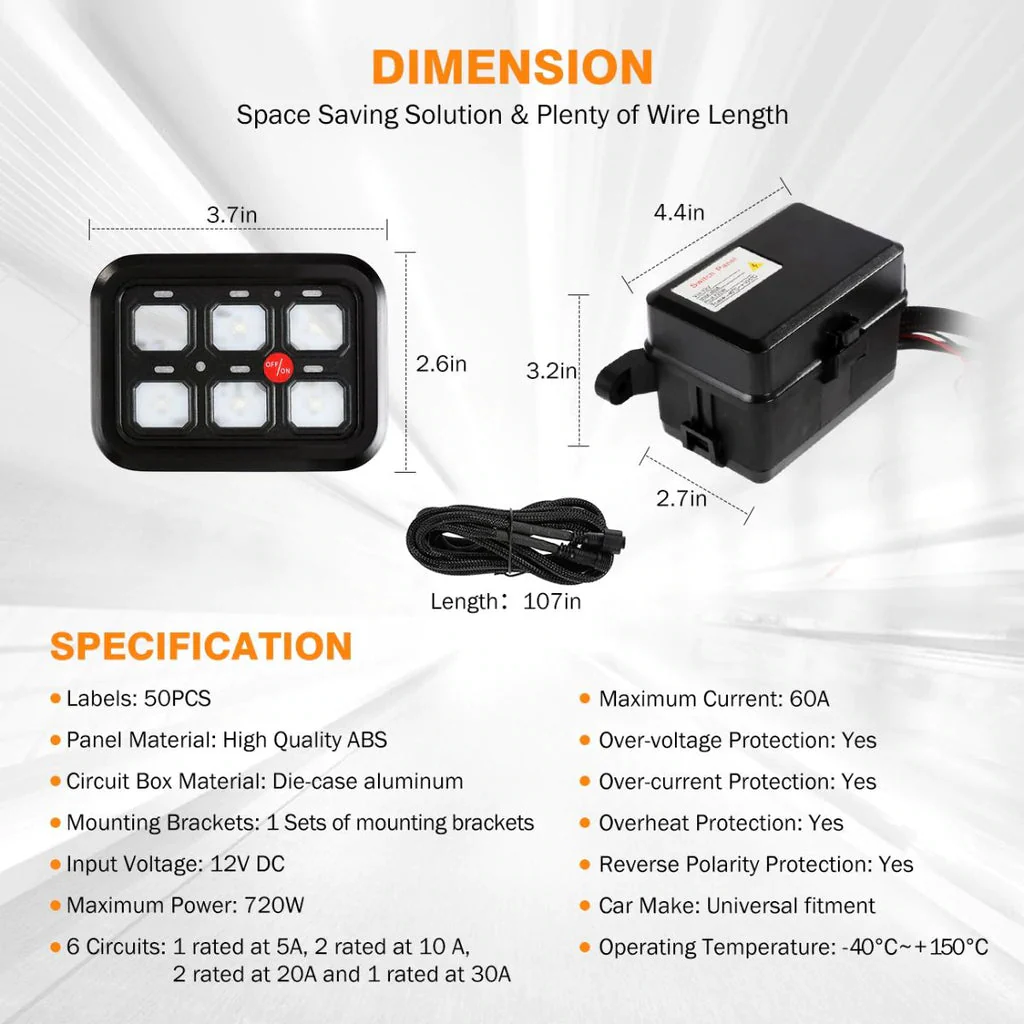 Auxbeam 6 Gang LED Switch Panel Kit - Image 8