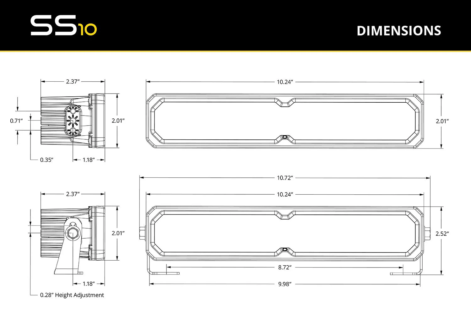 Diode Dynamics SS10 SAE/DOT Yellow LED Light Bar For Tundra - Image 6