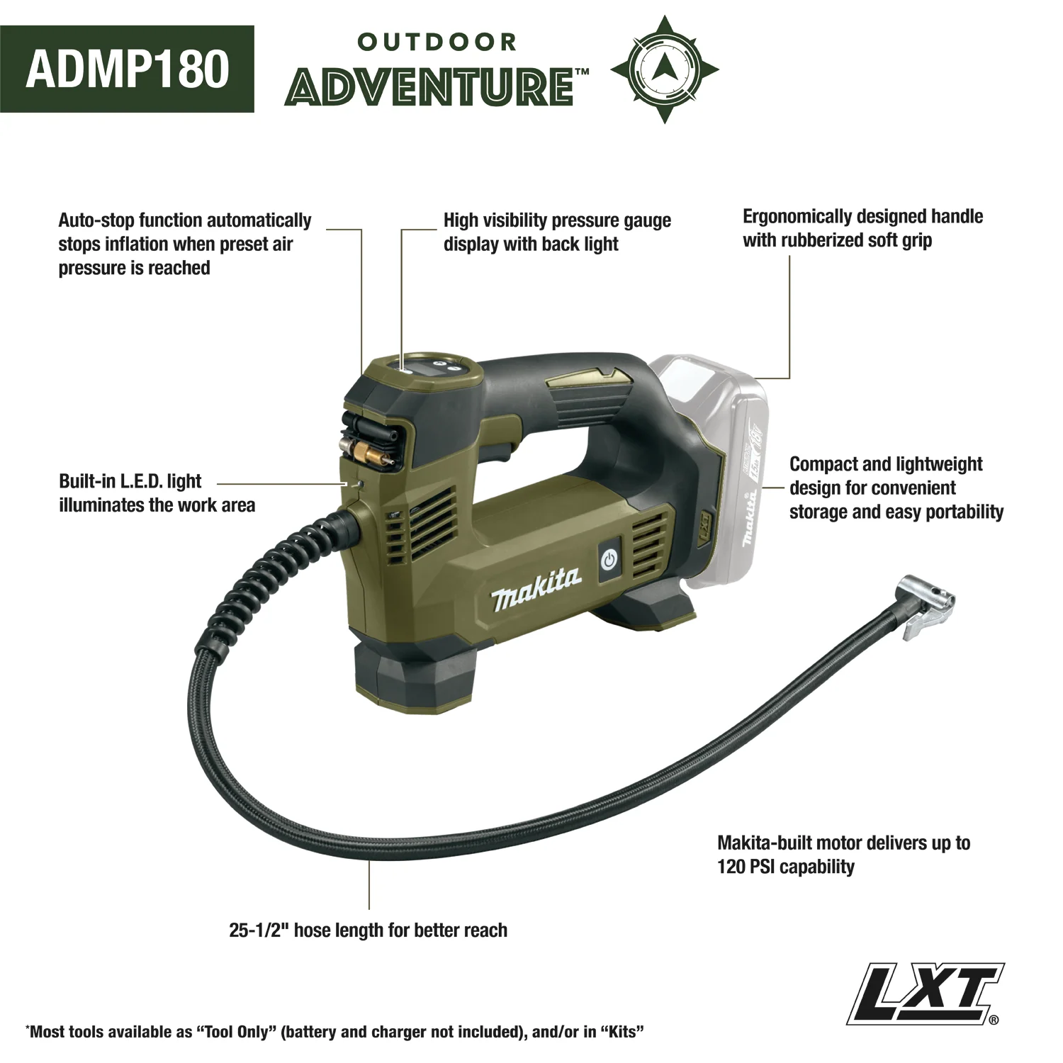 Makita Outdoor Adventure 18V Inflator Kit (1.5Ah) - Image 8