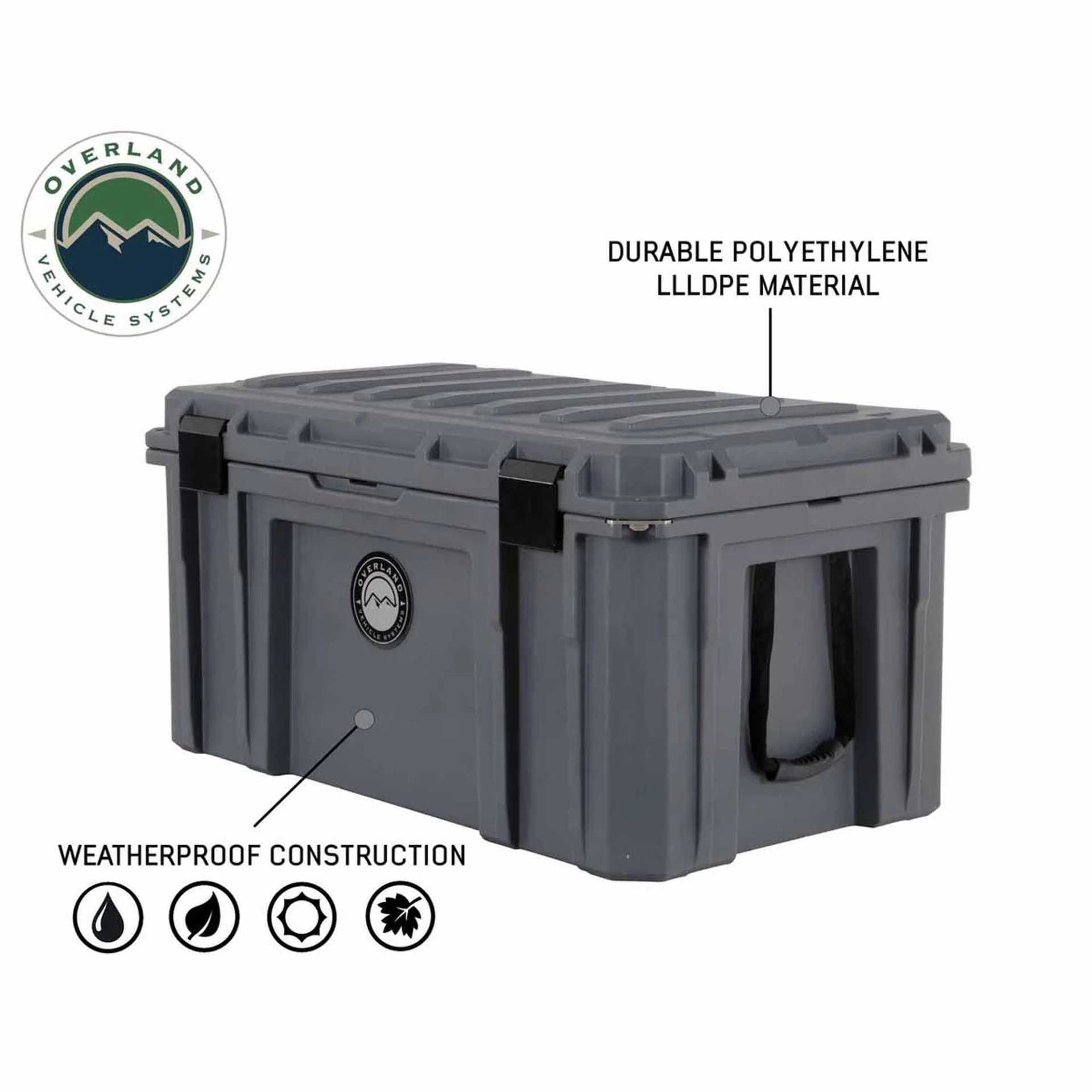Overland Vehicle Systems D.B.S. Dark Grey 169 QT Dry Box W/Wheels, Drain & Bottle Opener - Image 4
