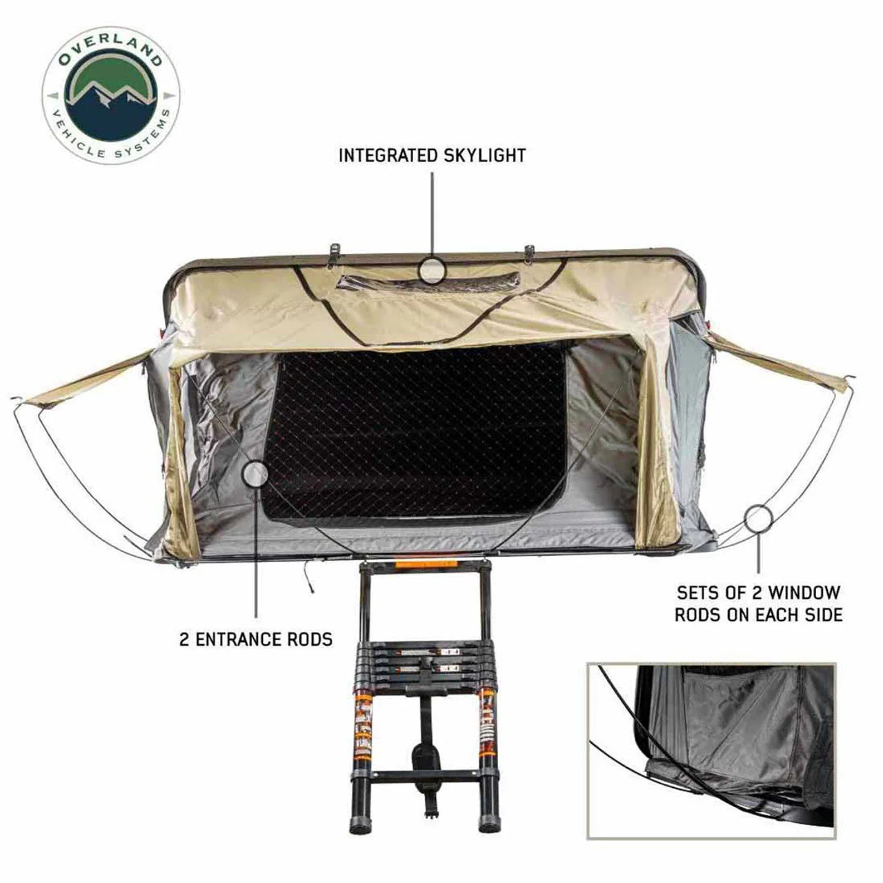 Overland Vehicle Systems HD Bundu Cantilever Hard Shell Roof Top Tent - Image 4