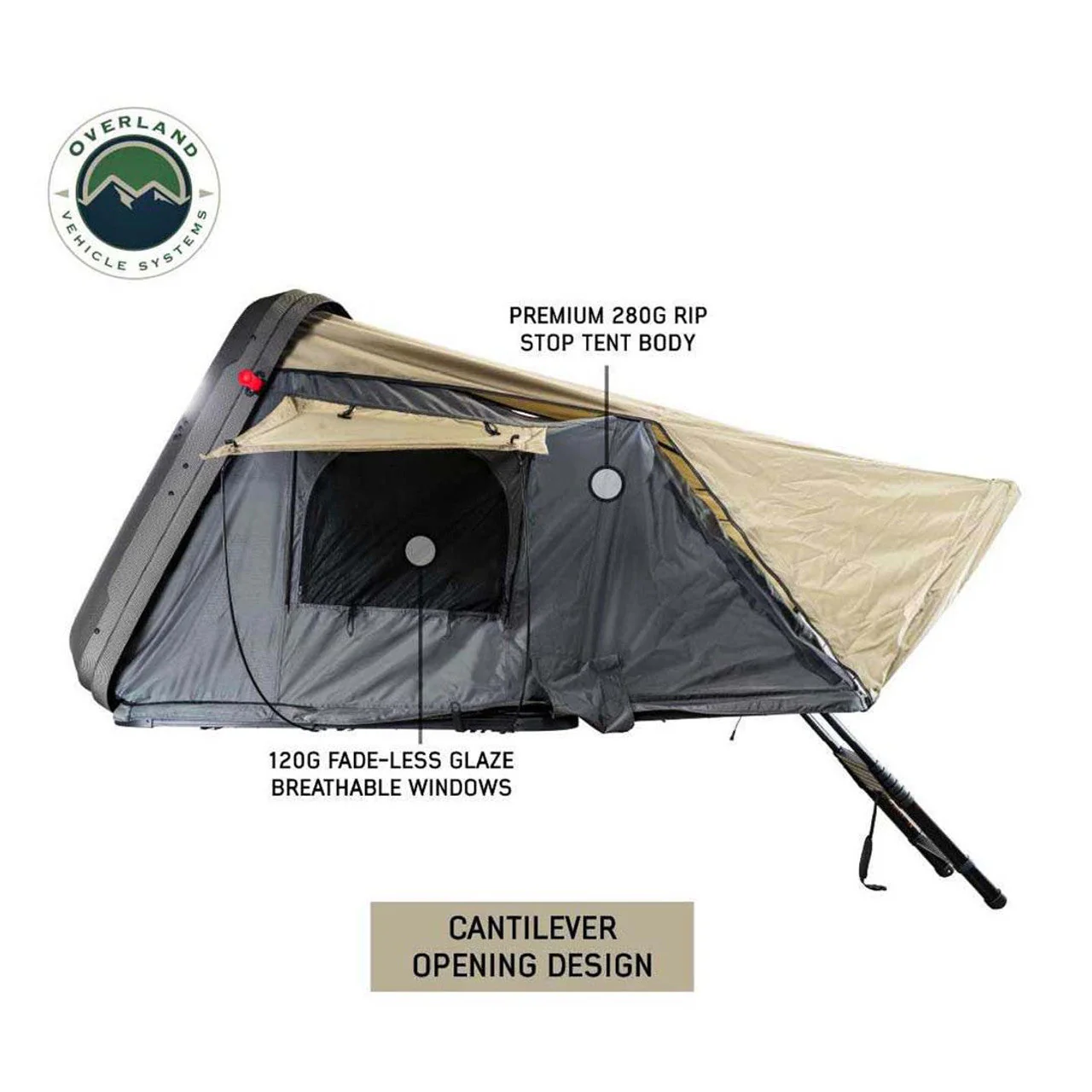 Overland Vehicle Systems HD Bundu Cantilever Hard Shell Roof Top Tent - Image 9
