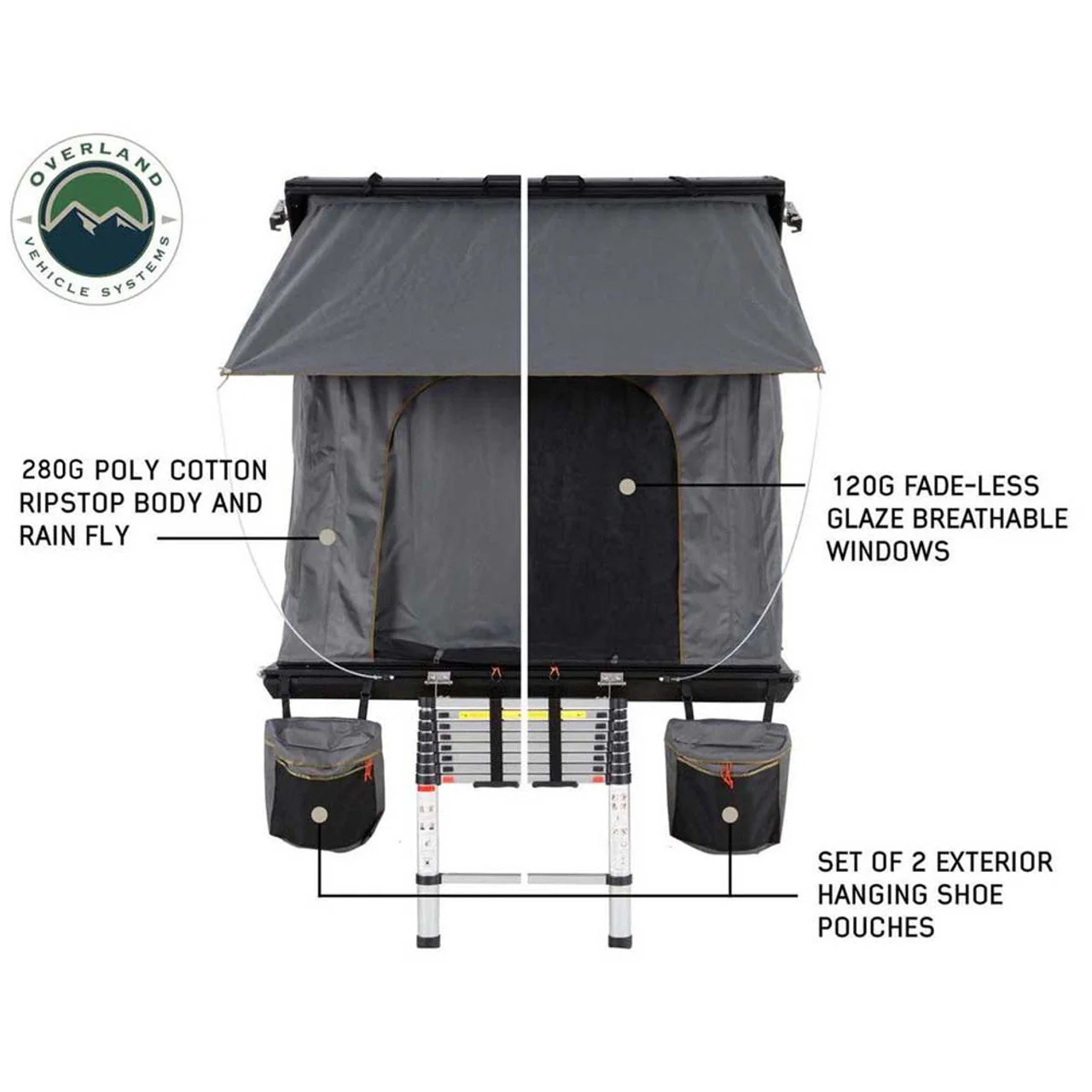 Overland Vehicle Systems HD Mamba Clam Hard Shell Roof Top Tent - Image 3