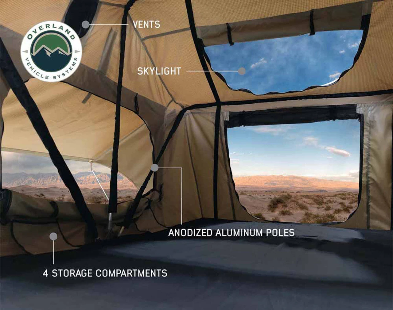 Overland Vehicle Systems LD TMBK 3 Soft Shell Roof Top Tent - Image 6