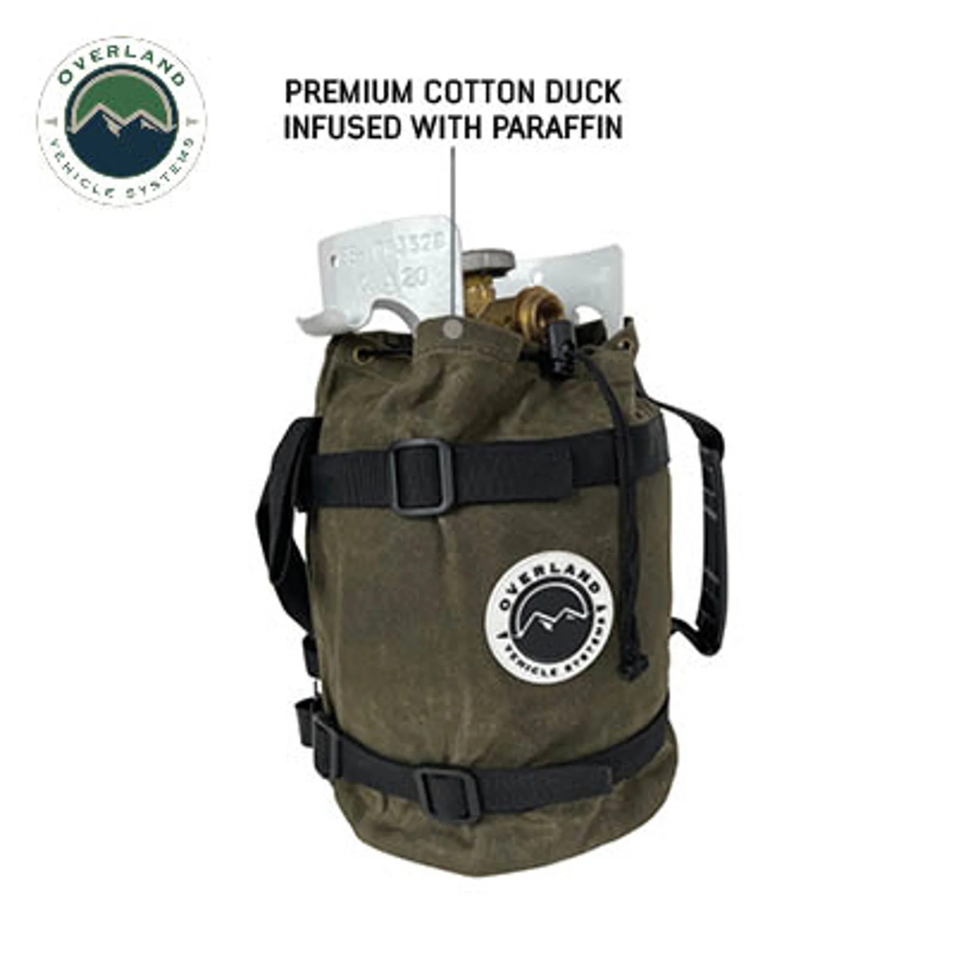 Overland Vehicle Systems Propane Bag W/Handle & Straps #16 Waxed Canvas Storage - Image 3