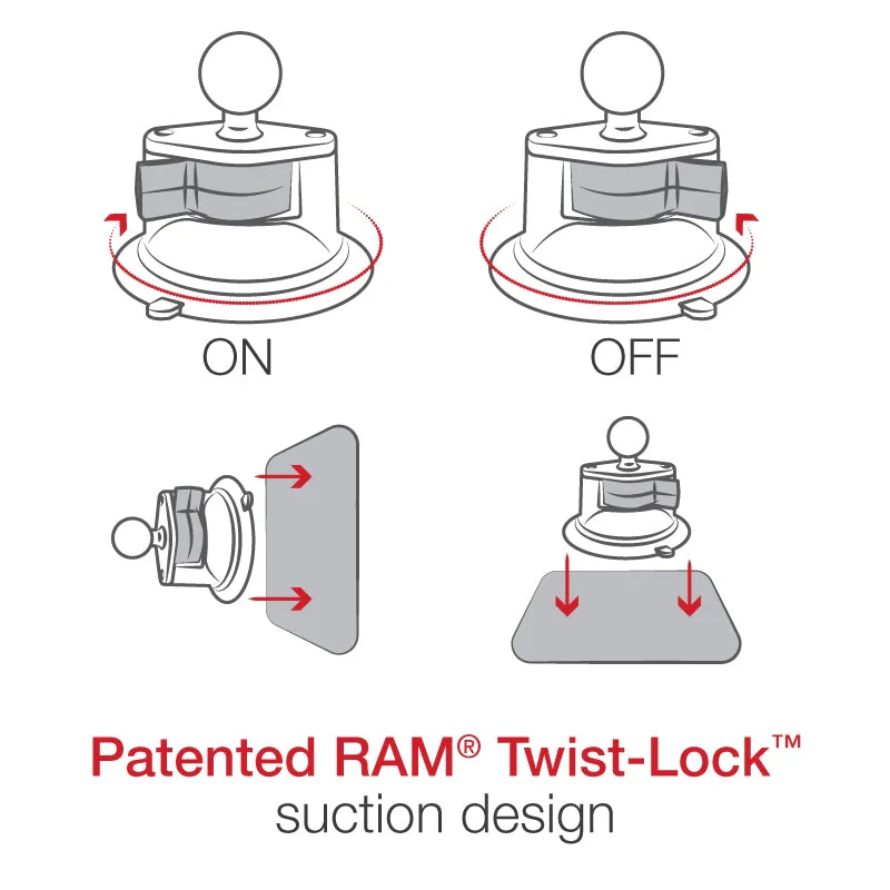 RAM Mounts Twist-Lock™ Suction Cup Base with Ball - Image 3
