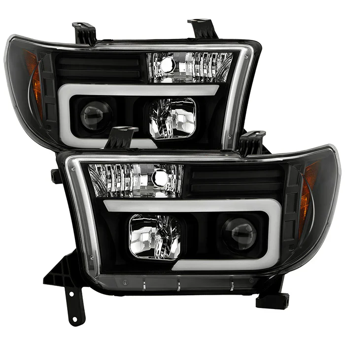 Spyder Black V2 Projector Headlights W/Light Bar DRL For Tundra (2007–2013)