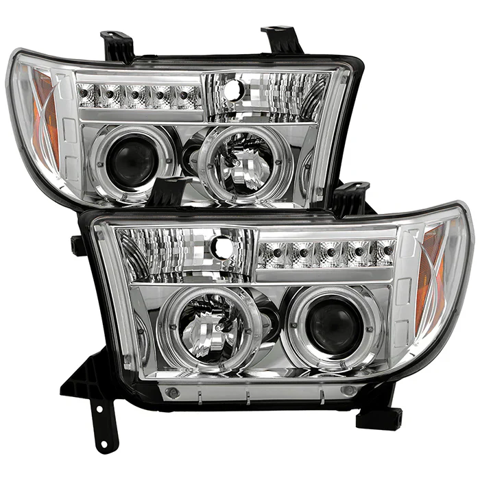 Spyder Chrome Projector Headlights W/LED Halo For Tundra (2007–2013)