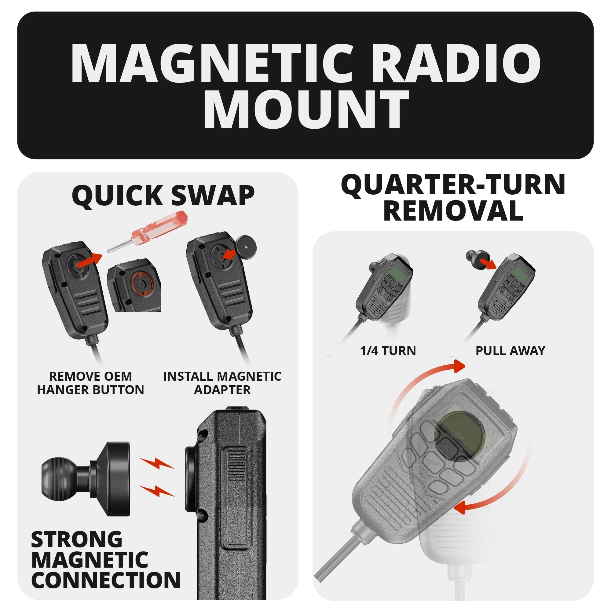 Tackform LINK™ Vent Mount Bracket With Midland MXT275 and MXT575 Magnetic CB Radio Mic Holder For Tundra (2014-2021) - Image 3