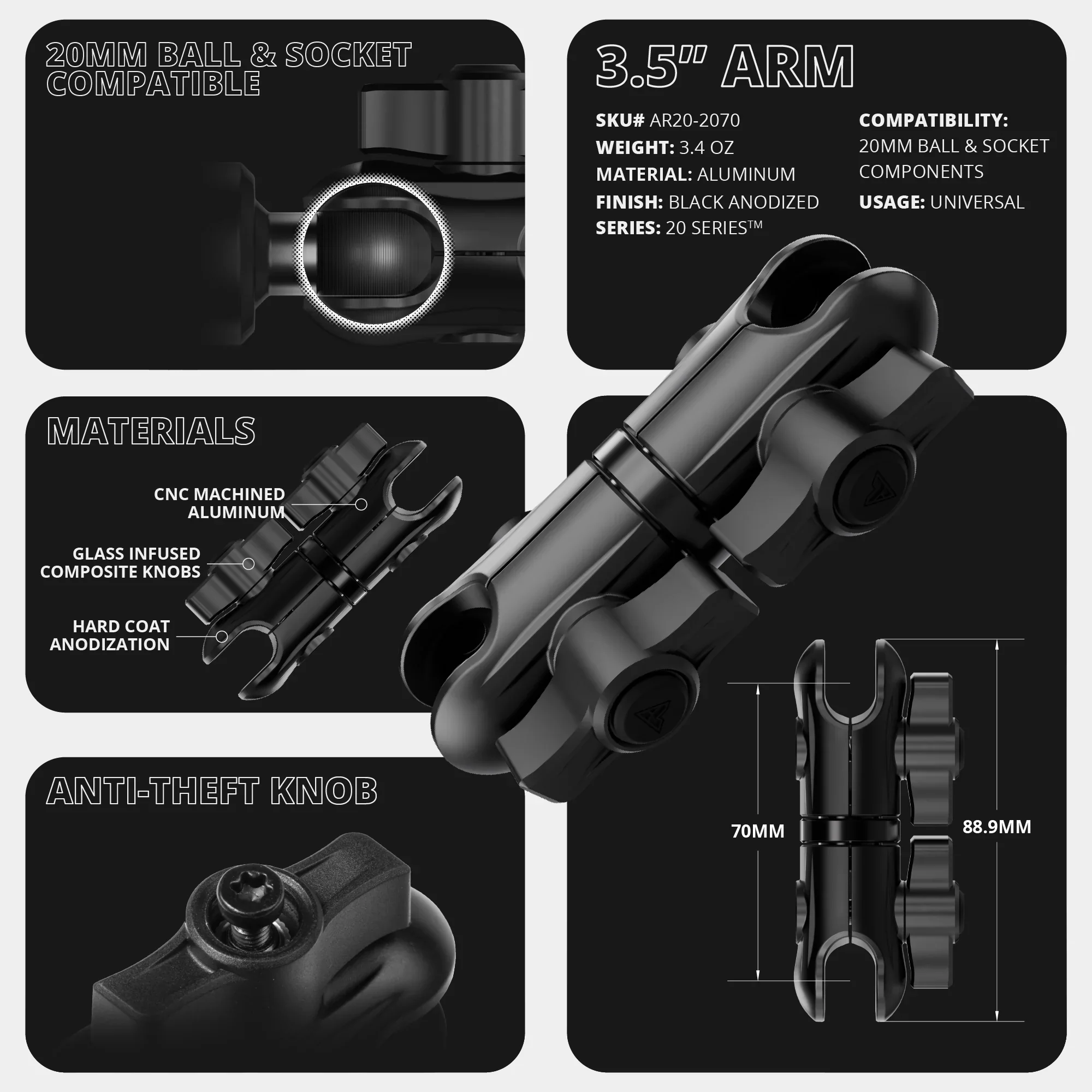Tackform LINK™ Vent Mount Bracket With Midland MXT275 and MXT575 Magnetic CB Radio Mic Holder For Tundra (2014-2021) - Image 7