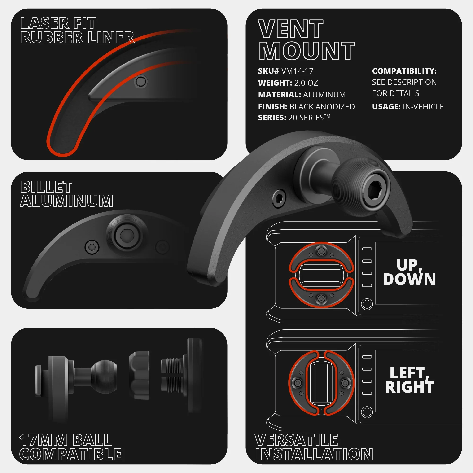 Tackform LINK™ Vent Mount Bracket With Magnetic Phone Holder Short Reach Tundra (2014-2021) - Image 8
