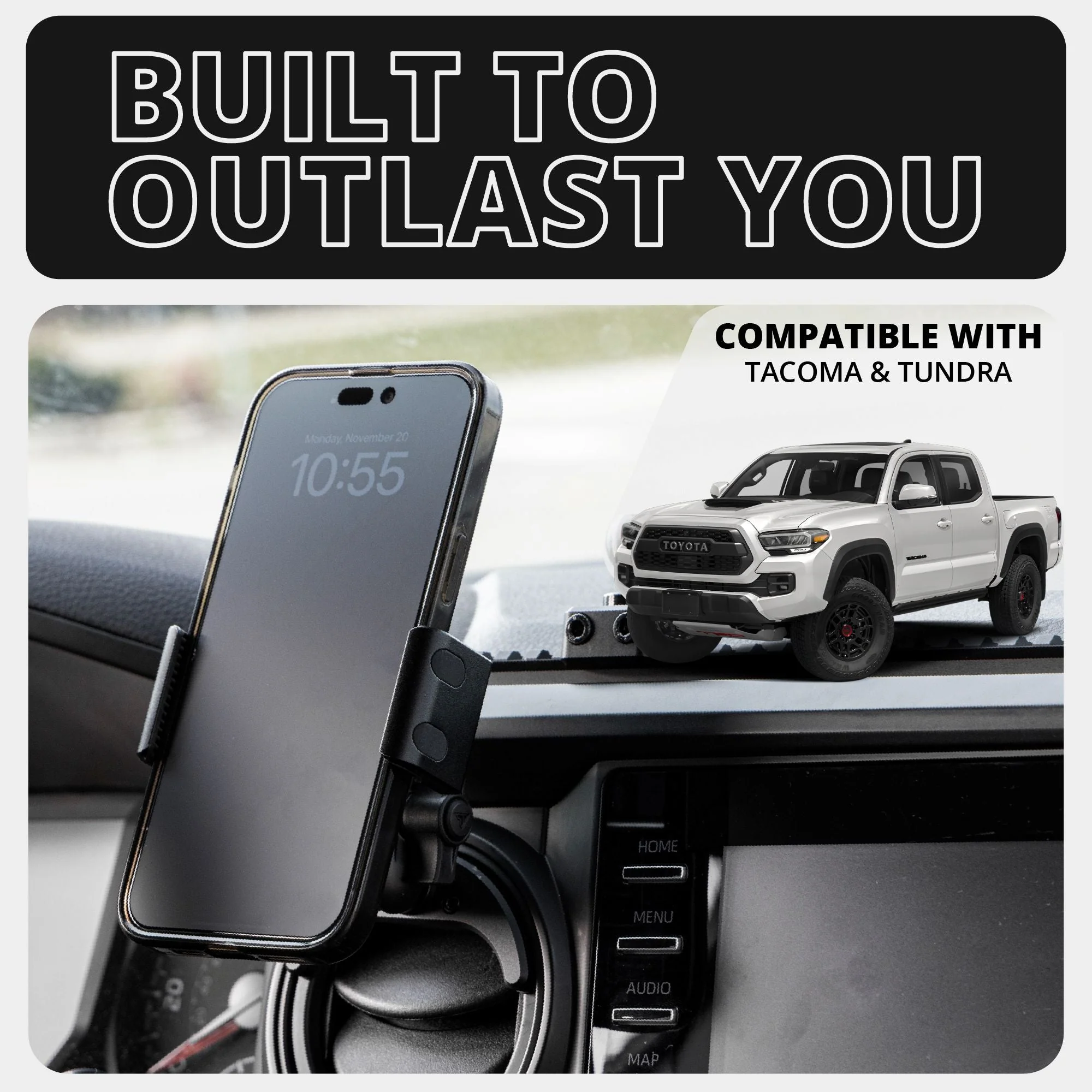 Tackform LINK™ Vent Mount Bracket With 20LITE Phone Holder | 3.5" Arm | 2016-2023 Toyota Tacoma and 2014-2021 Toyota Tundra - Image 2