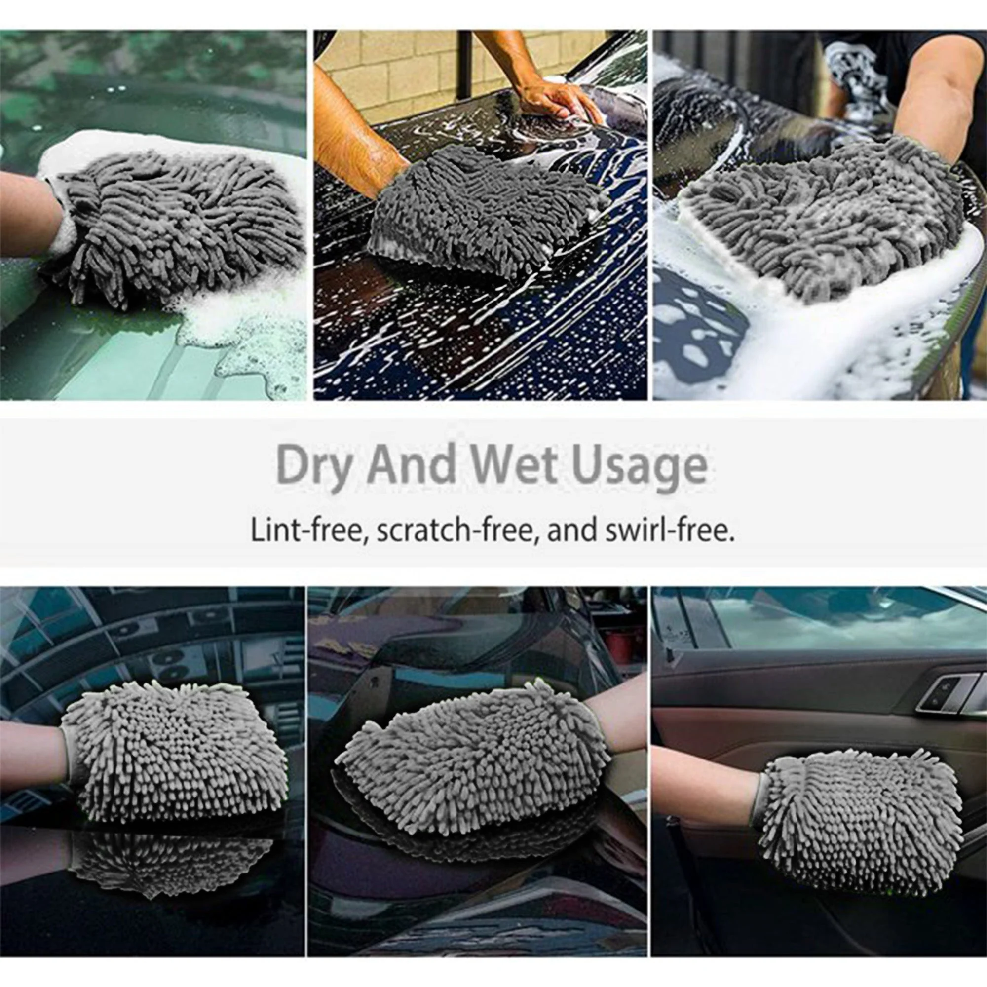 WASH&WHIPS Microfiber Chenille Car Cleaning Mitt - 2pk - Image 5