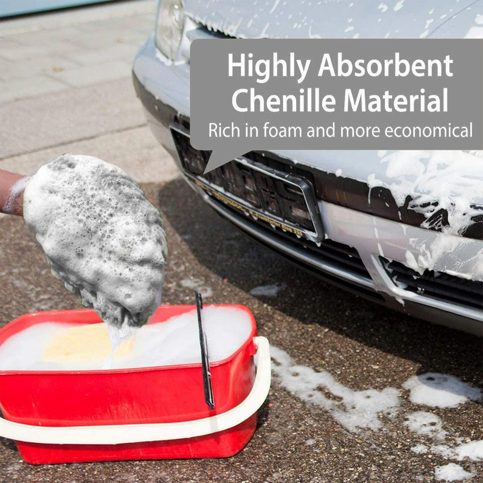 WASH&WHIPS Microfiber Chenille Car Cleaning Mitt - 2pk - Image 7