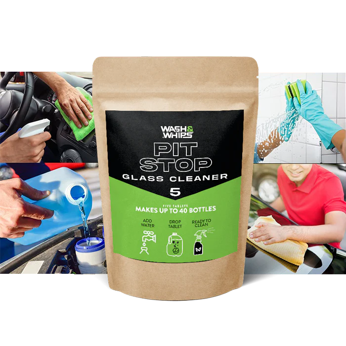 WASH&WHIPS Pit Stop Glass Cleaner / All Surface Cleaner Refill Tablets (Makes 5 Gallons)