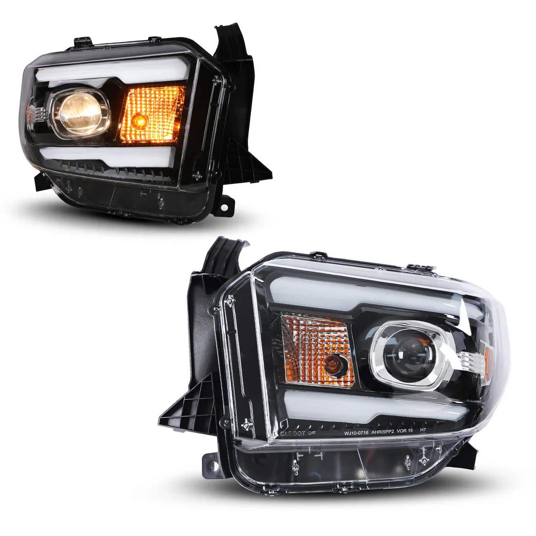 Winjet Headlights Glossy Black Clear For Tundra (2014-2021)