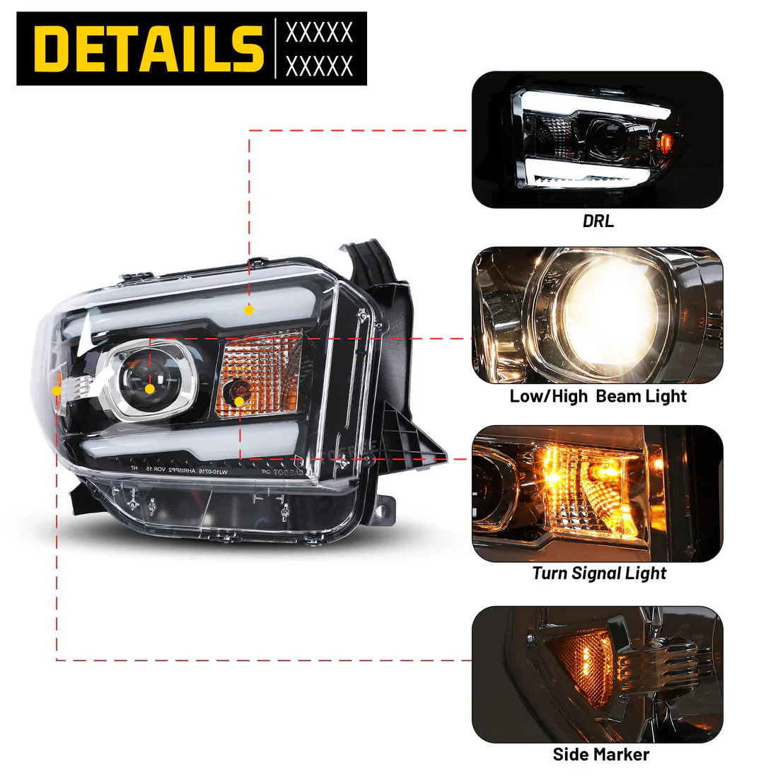 Winjet Headlights Glossy Black Clear For Tundra (2014-2021) - Image 2